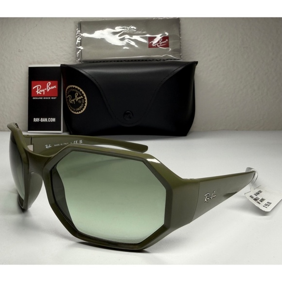 RAY-BAN UNISEX RB4337 64898E MILITARY GREEN GRADIENT OCTAGON SUNGLASSES. 59mm - Picture 5 of 12